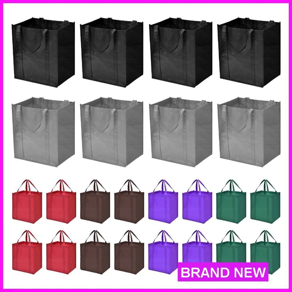 Large Reusable Grocery Tote Bags Heavy Duty Foldable Washable Eco Friendly